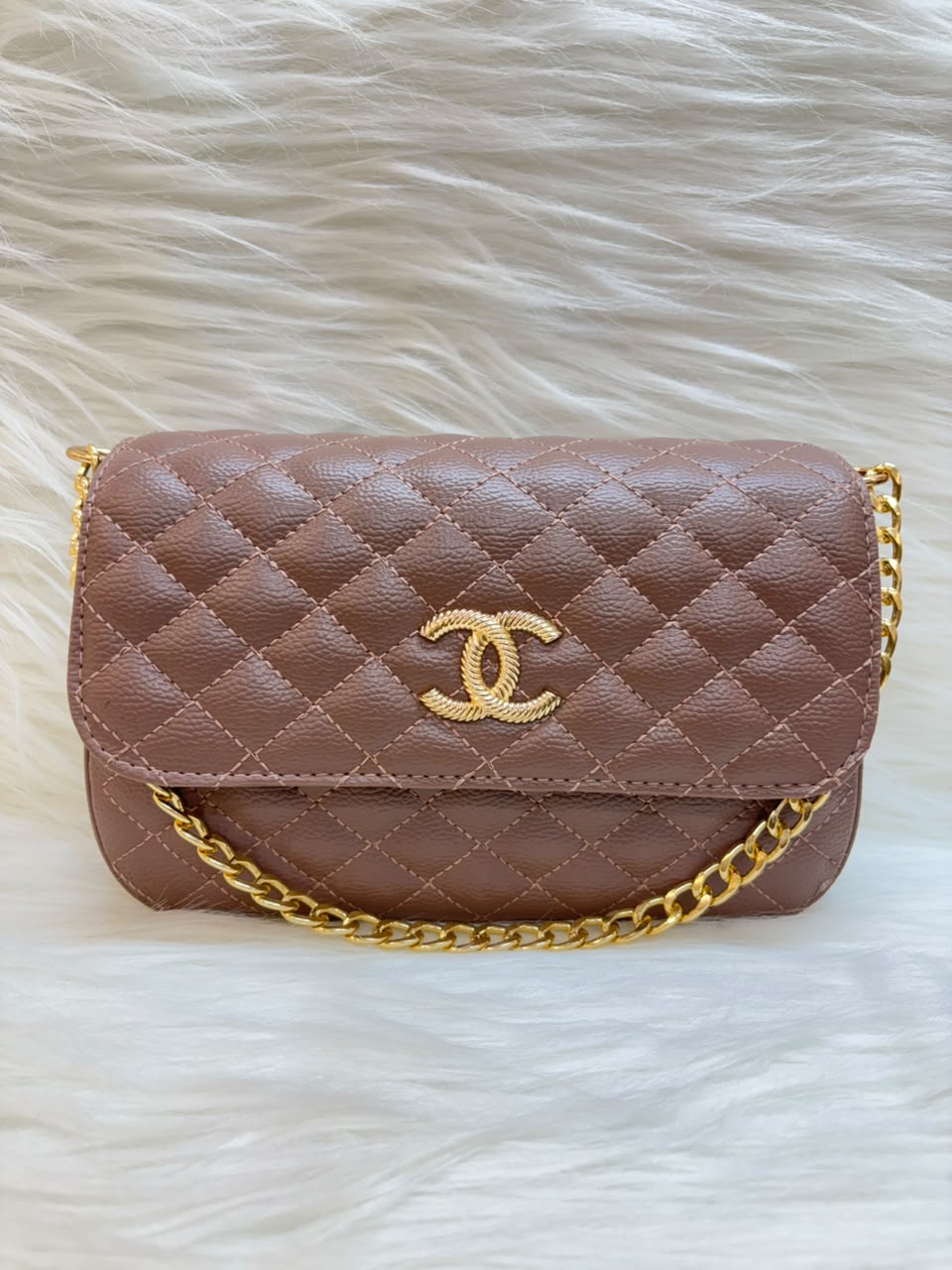 C Classic Quilted Chain Sling Bag – Dusty Pink | TBS-004