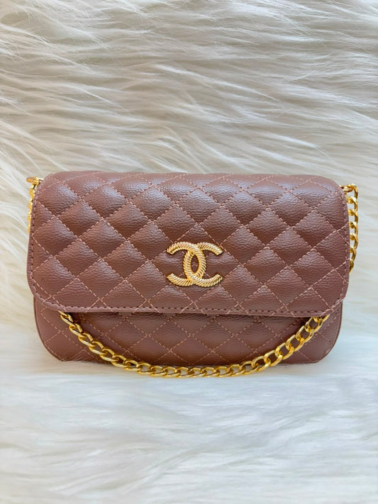 C Classic Quilted Chain Sling Bag – Dusty Pink | TBS-004