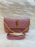Y Chevron Quilted Chain Sling Bag – Blush Pink | TBS-005