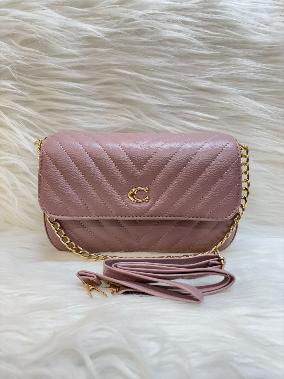 C Quilted Classic Sling Bag – Blush Pink | TBS-008