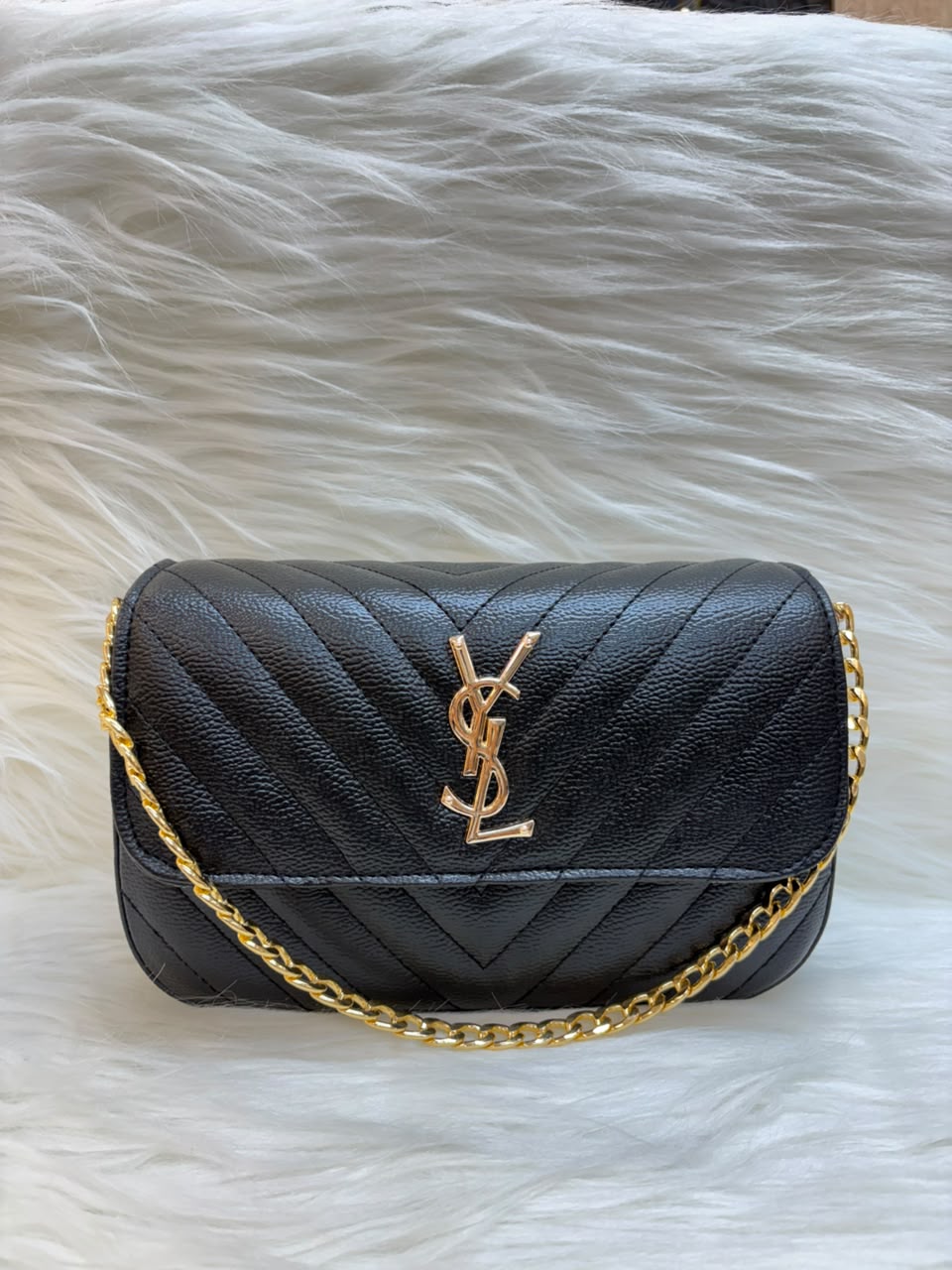 Y Quilted Luxe Sling Bag – Classic Black | TBS-009
