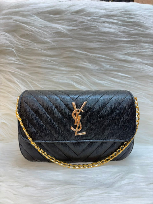 Y Quilted Luxe Sling Bag – Classic Black | TBS-009