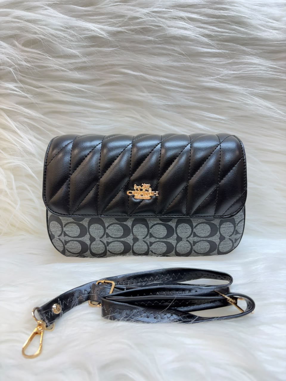 C Signature Quilted Sling Bag – Midnight Black | TBS-012