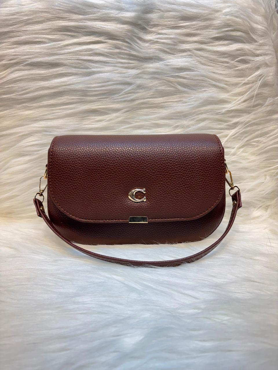 C Classic Pebbled Sling Bag – Coffee Brown | TBS-014