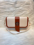 T Colorblock Classic Sling Bag – Ivory & Tan | TBS-018