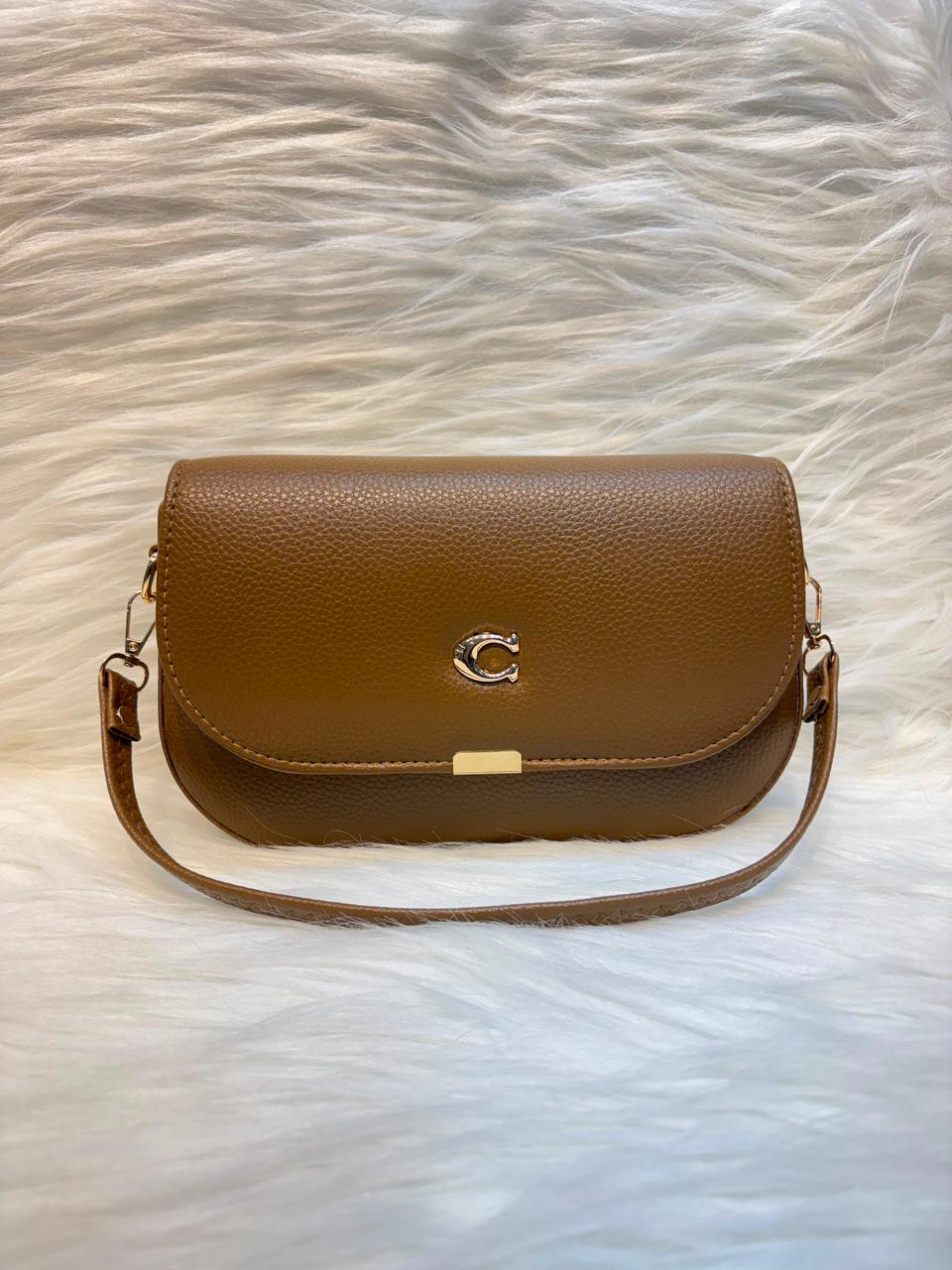 C Classic Pebbled Sling Bag – Tan Brown | TBS-020