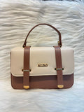 A Classic Dual-Tone Hand Sling Bag – Beige & Brown | TBS-024