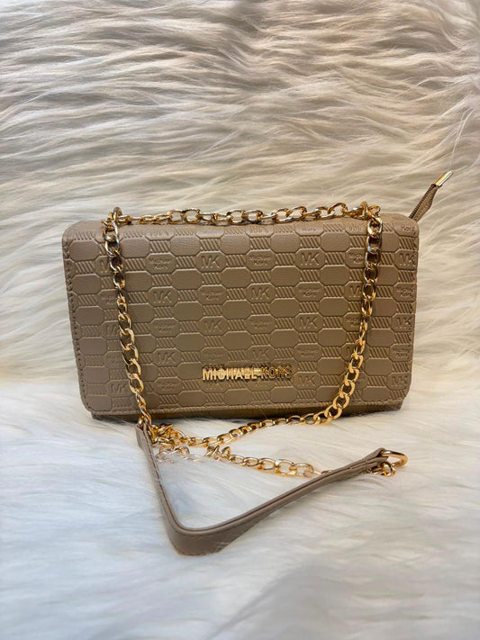 M Signature Chain Sling Bag – Taupe | TBS-022