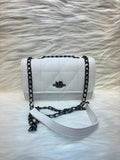 C Quilted Chain Sling Bag – White | TBS-033