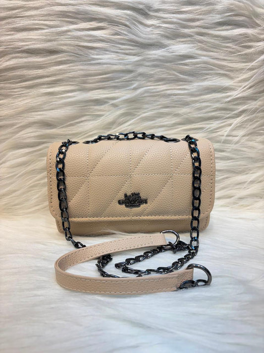 C Premium Quilted Chain Sling Bag – Beige | TBS-038