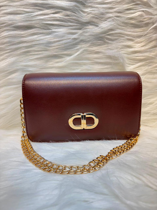 Luxury Chain Sling Bag – Coffee Brown | TBS-037