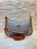 MK Monogram Chain Shoulder Sling Bag – White & Tan | TBS-040