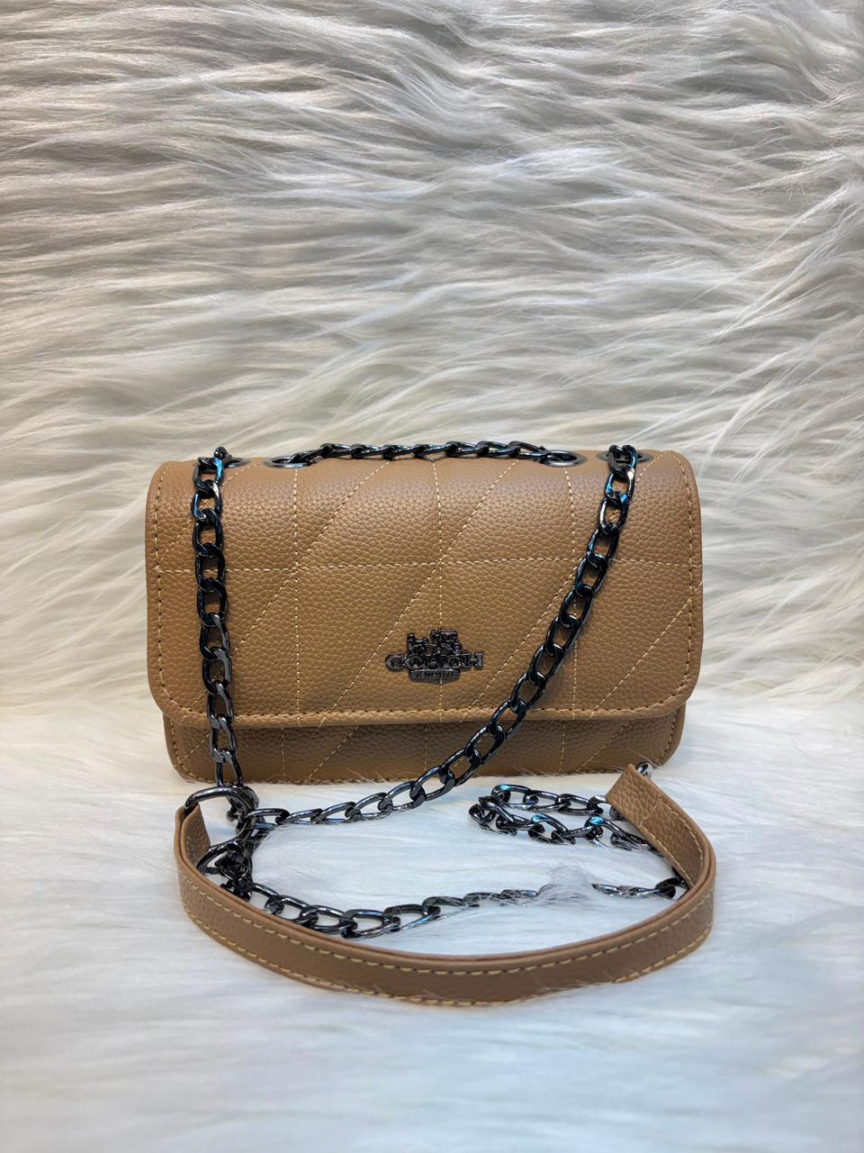 C Classic Chain Sling Bag – Tan | TBS-042
