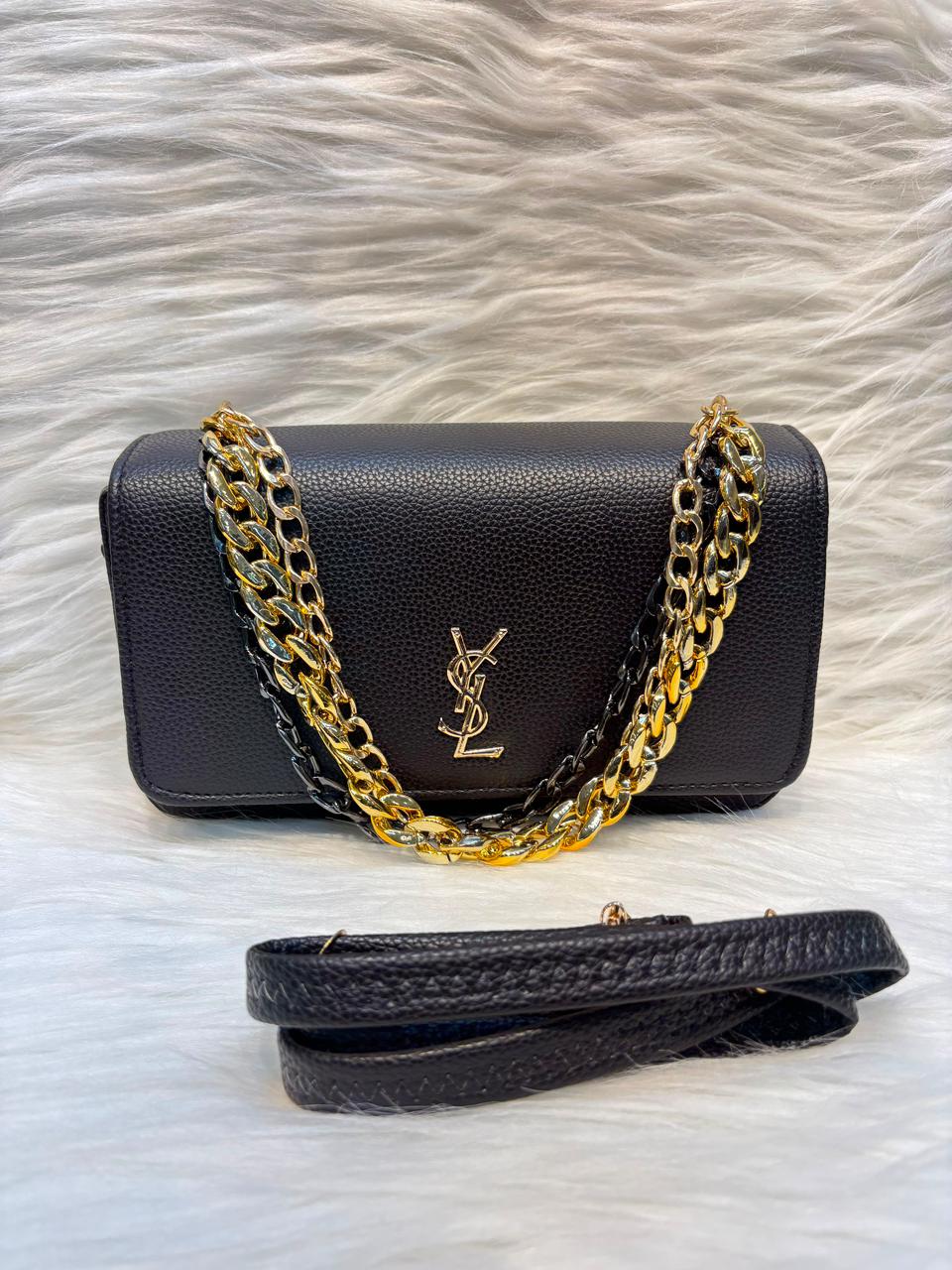 Y Luxe Chain Sling Bag – Black | TBS-045