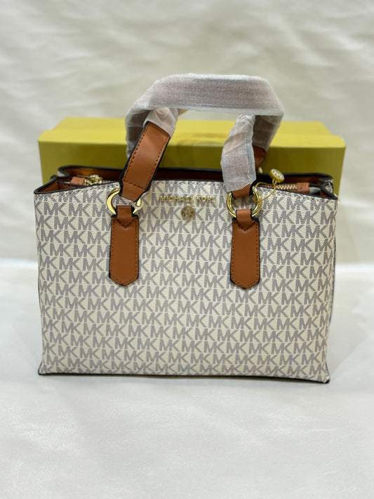 MICHAEL KORS  BEIGE BROWN HAND BAG ( WITH BOX )